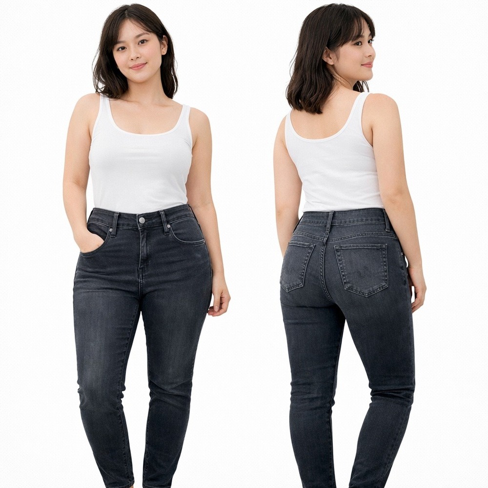 High Rise Skinny Jeans AG Adriano Goldschmied Gray‎ Stretch Denim 28 USA